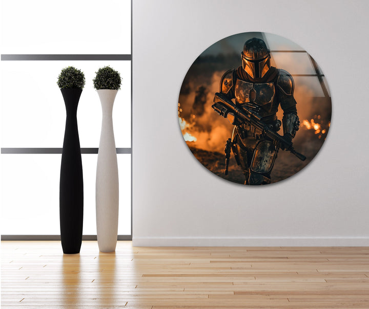 The Mandalorian Star Wars Glass Wall Art custom glass pictures, glass art prints
