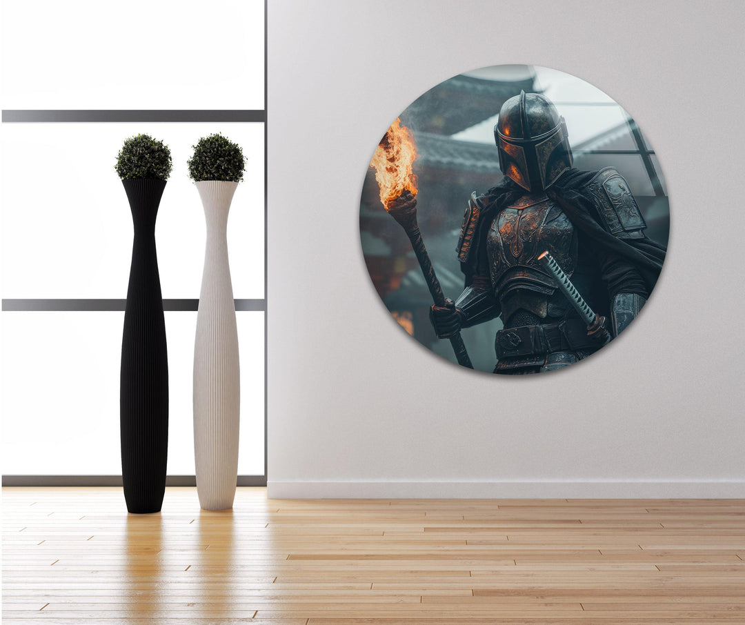 Mandalorian & Torch Star Wars Glass Wall Art glass pictures for Wall, glass prints wall art
