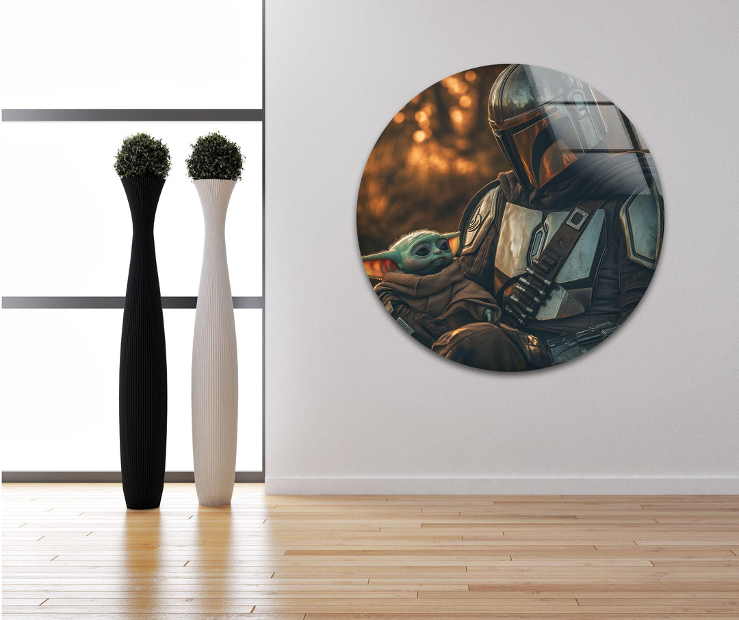 Mandalorian & Baby Yoda Glass Wall Art glass wall decor, glass wall art decor
