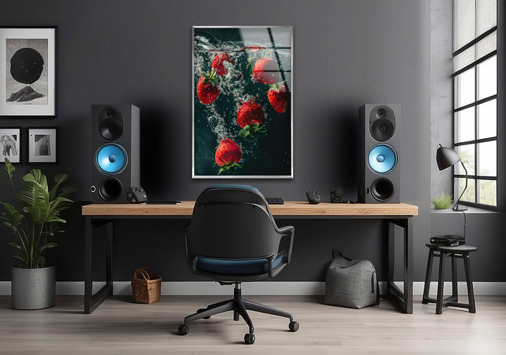 Strawberries Glass Wall Art, glass photo prints, glass picture prints