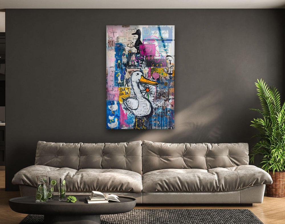 Street Style Graffiti Glass Wall Art glass art painting, glass art for the Wall
