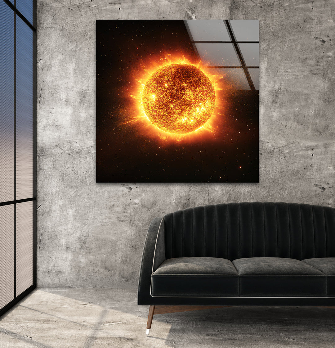 Sun in Galaxy Glass Wall Art glass photo prints, glass picture prints