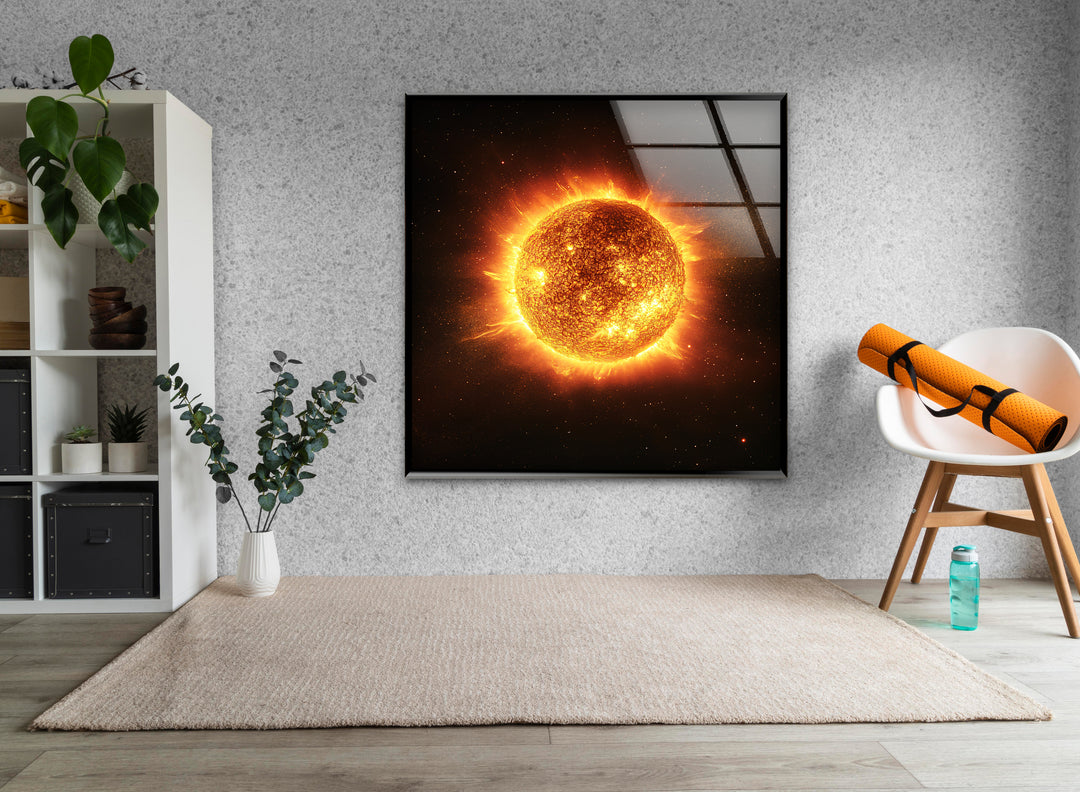 Sun in Galaxy Glass Wall Art glass image printing, glass prints from photos