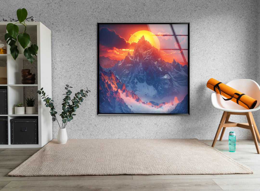 Sunrise in Mountains Glass Wall Art art glass wall art, glass wall art pictures
