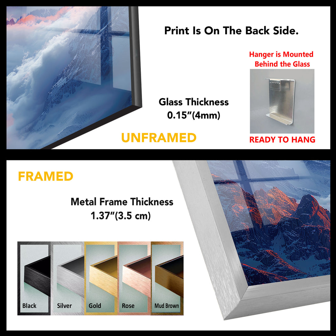 Sunrise in Mountains Glass Wall Art