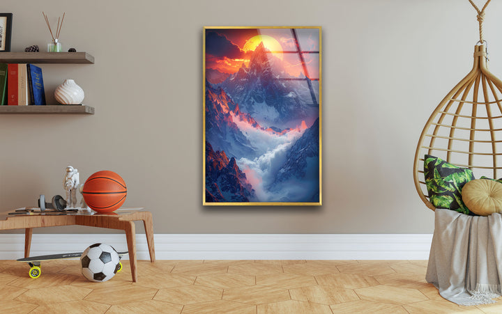 Sunrise in Mountains Glass Wall Art print on glass, glass printed photos
