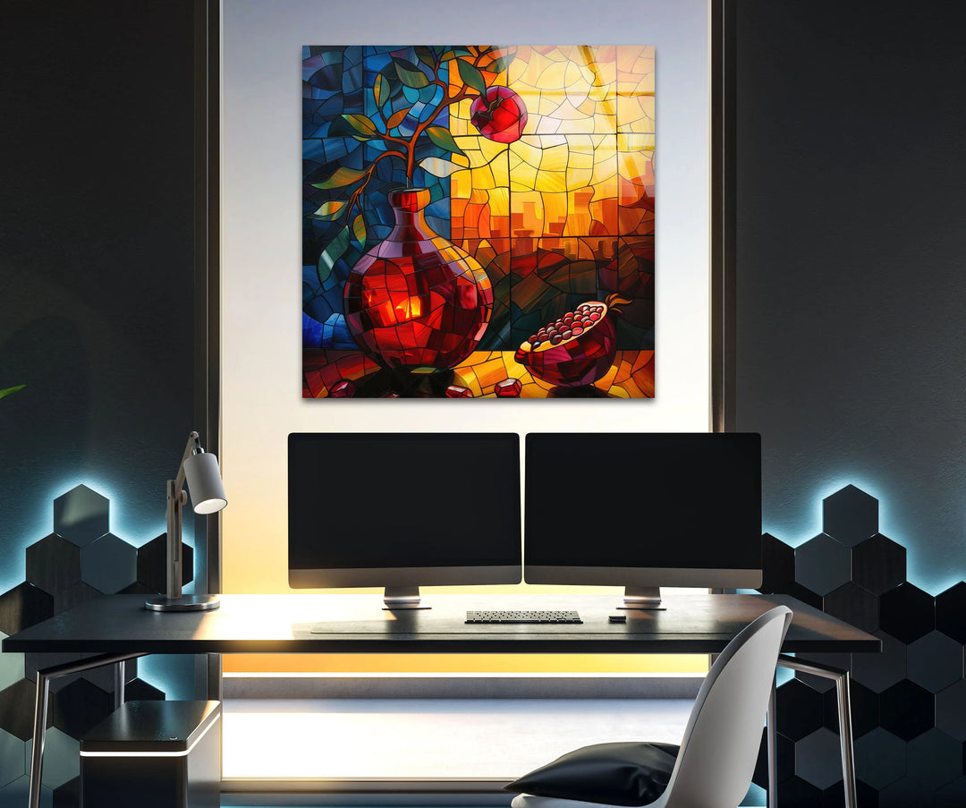 Stained Sunset Effect Glass Wall Art Glass Printing Wall Art, Print photos on glass