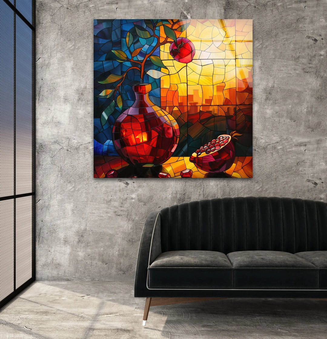 Stained Sunset Effect Glass Wall Art glass art painting, glass art for the Wall