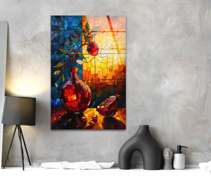 Stained Sunset Effect Glass Wall Art photo print on glass, prints on glass wall art