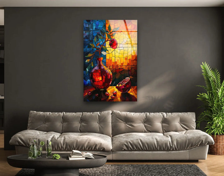 Stained Sunset Effect Glass Wall Art print picture on glass, Tempered Glass Wall Art