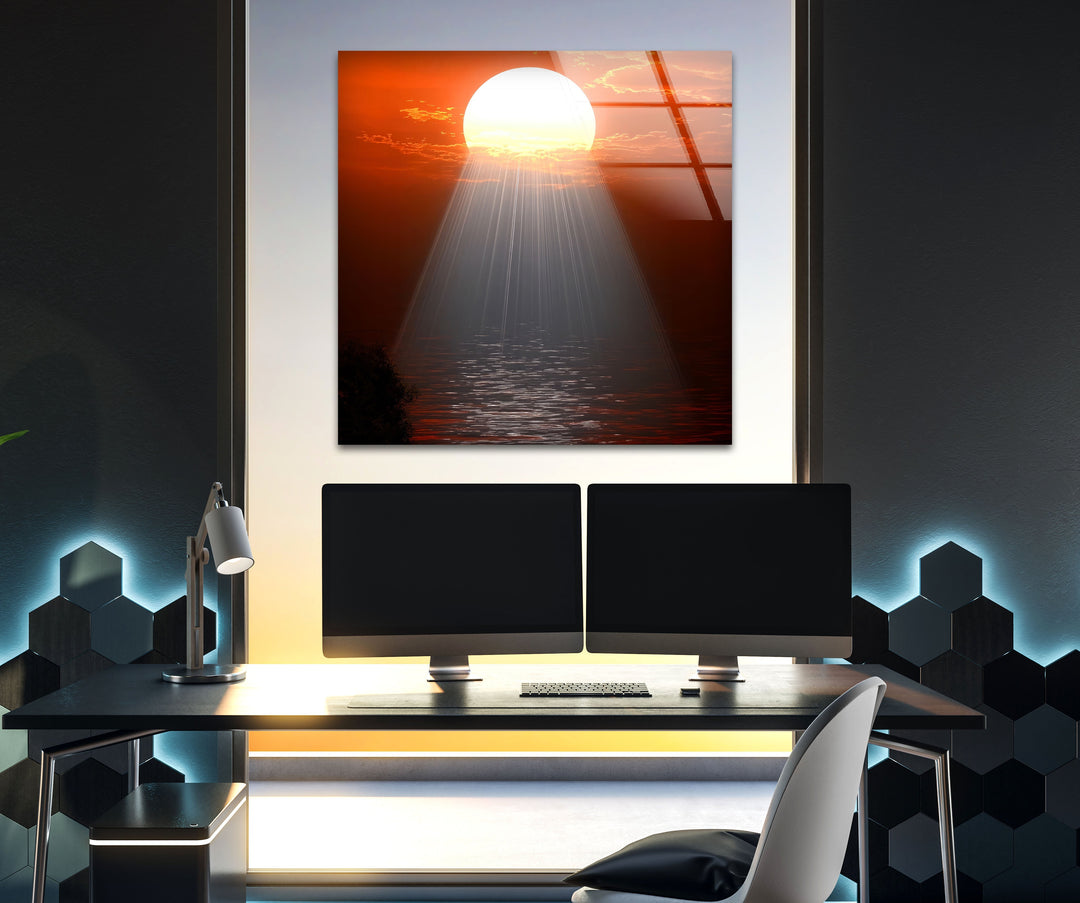 Sunset or Morning Light Red Glass Wall Art glass image printing, glass prints from photos
