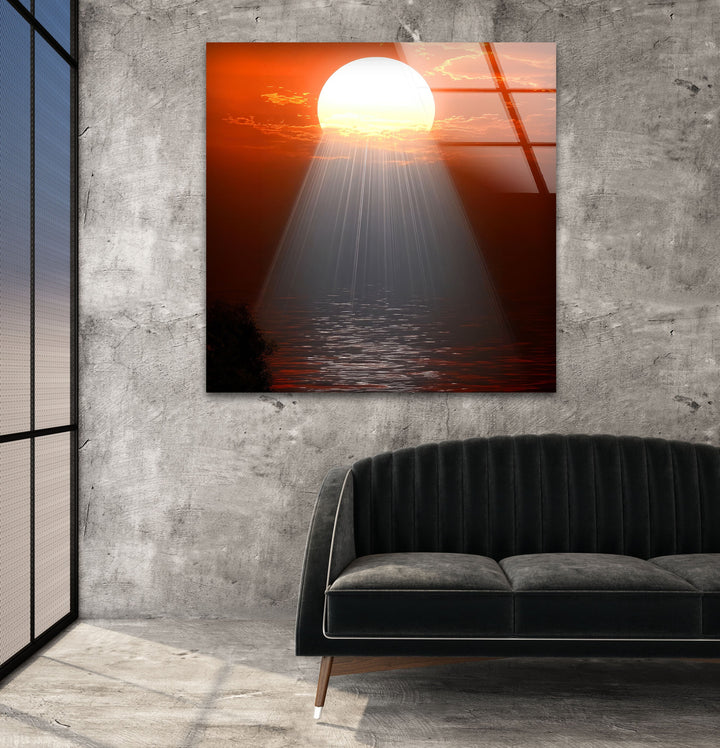 Sunset or Morning Light Red Glass Wall Art Glass Printing Wall Art, Print photos on glass
