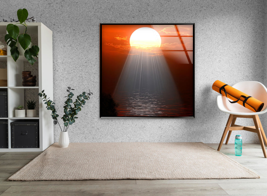 Sunset or Morning Light Red Glass Wall Art glass photo prints, glass picture prints
