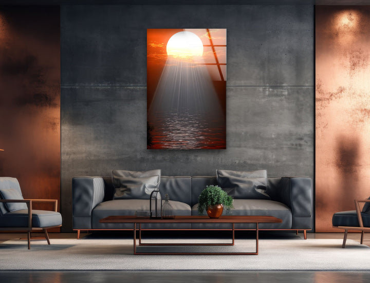 Sunset or Morning Light Red Glass Wall Art custom glass pictures, glass art prints
