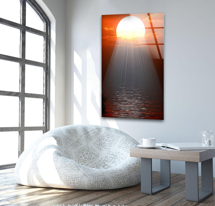 Sunset or Morning Light Red Glass Wall Art custom glass photo prints, large glass prints
