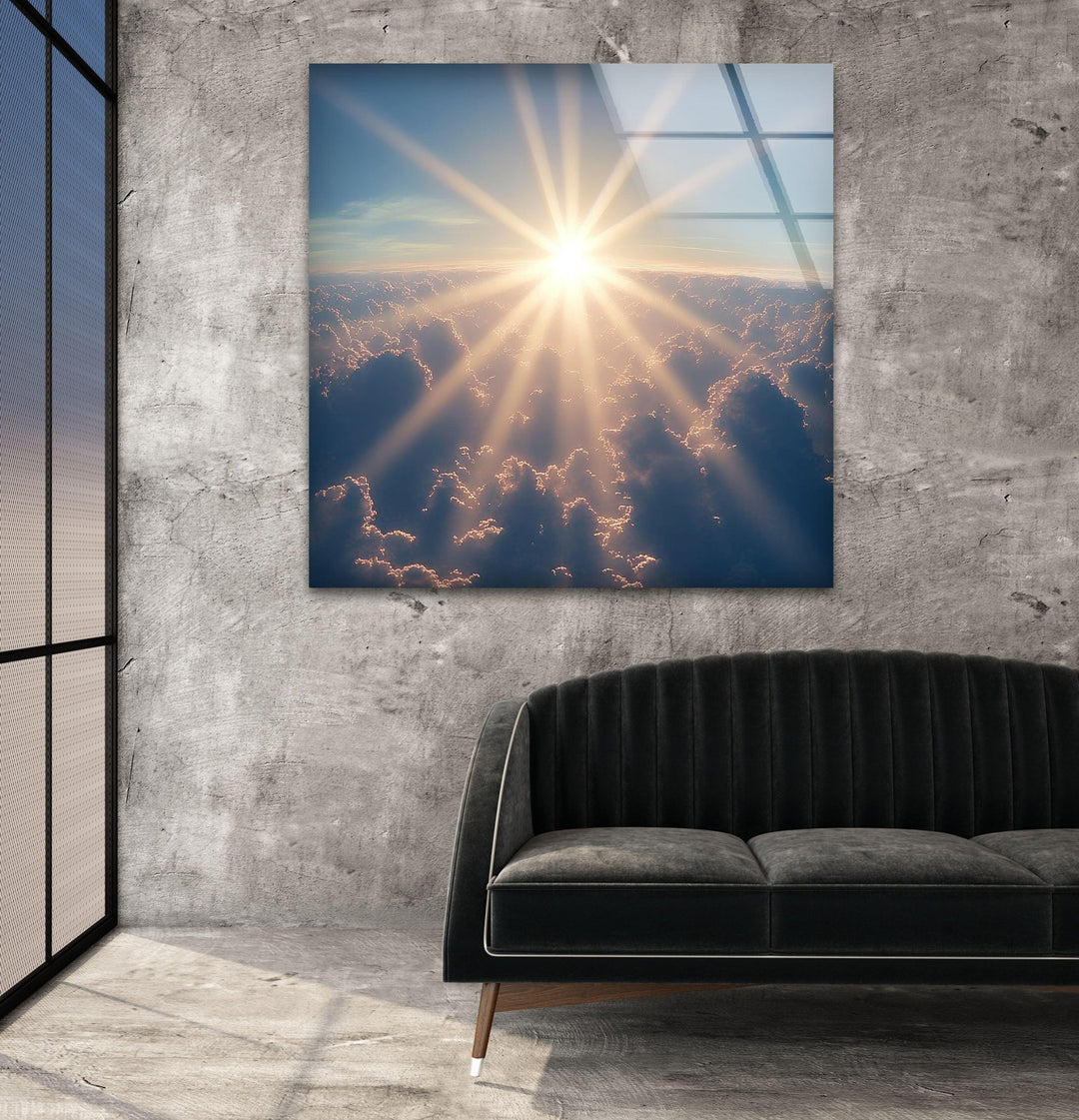 Sunset or Morning Light Blue Glass Wall Art glass photo prints, glass picture prints
