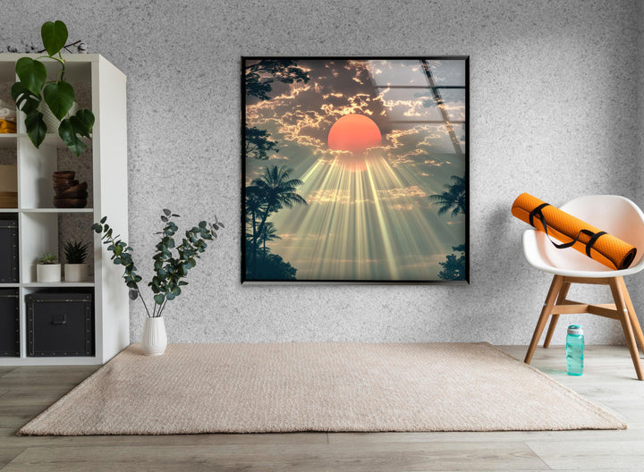 Red Sunset or Morning Light Glass Wall Art art glass wall art, glass wall art pictures
