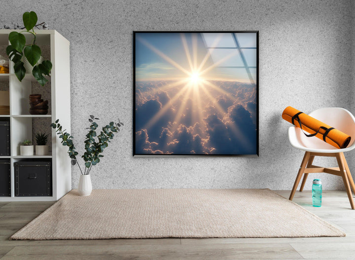 Sunset or Morning Light Blue Glass Wall Art glass image printing, glass prints from photos
