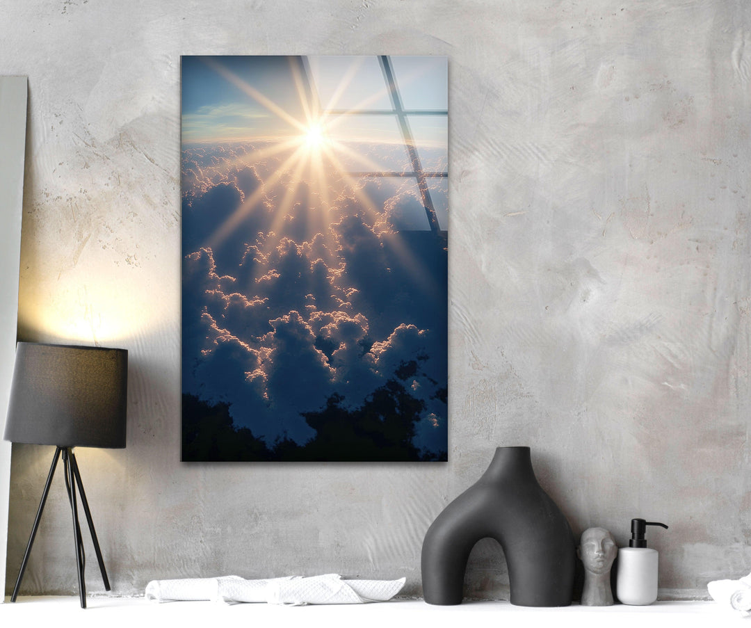 Sunset or Morning Light Blue Glass Wall Art large glass photo prints, glass wall photos
