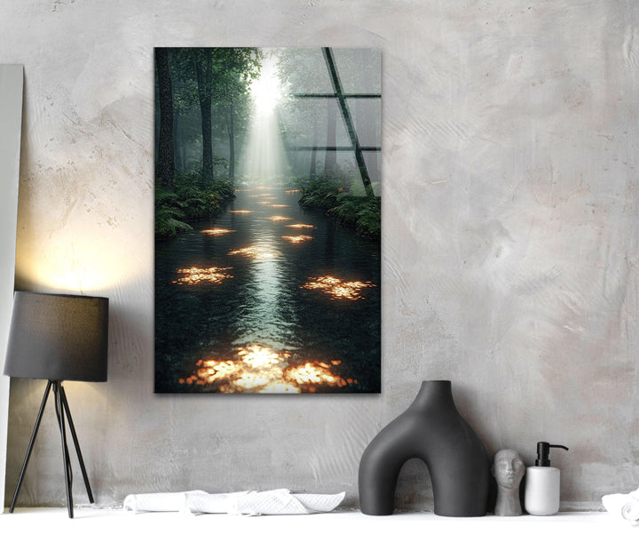 Forest Sunset and Morning Light Glass Wall Art glass image printing, glass prints from photos
