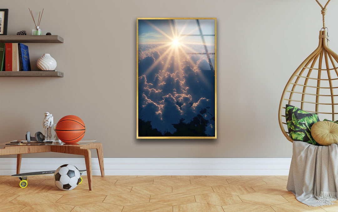 Sunset or Morning Light Blue Glass Wall Art custom glass photo prints, large glass prints
