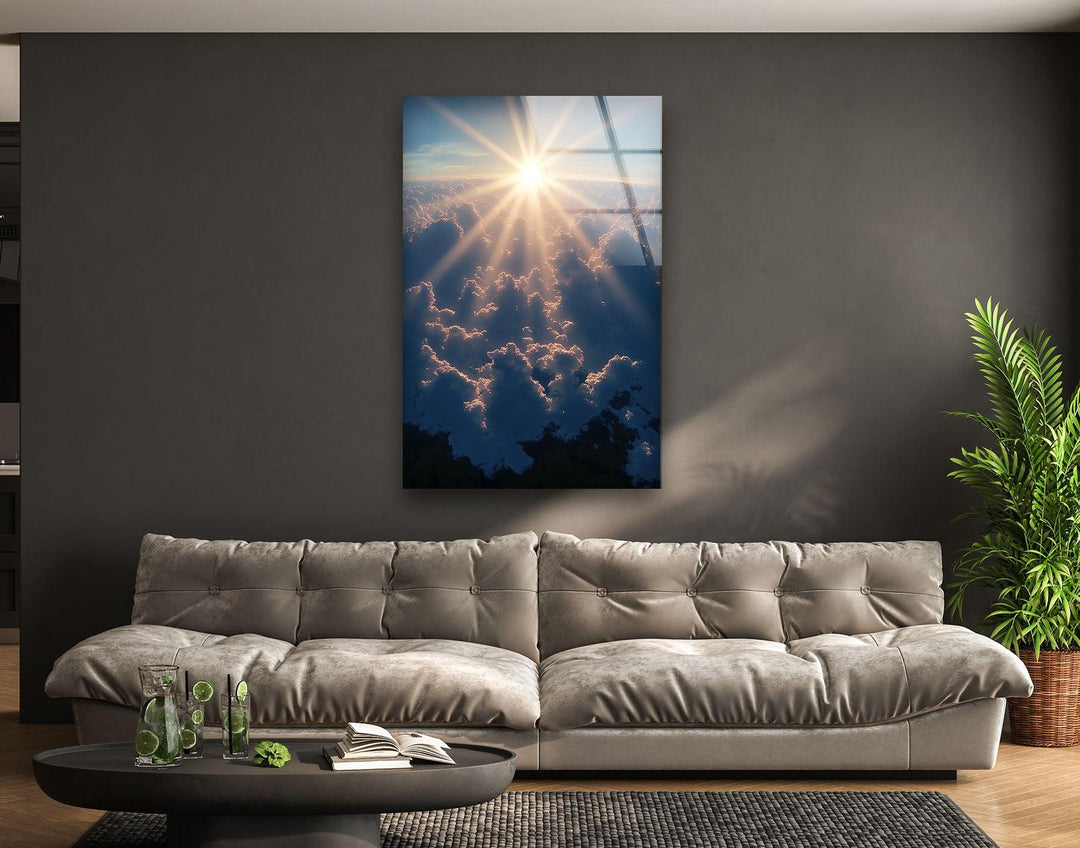 Sunset or Morning Light Blue Glass Wall Art Glass Printing Wall Art, Print photos on glass
