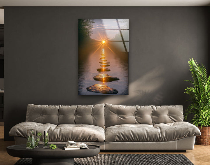 Sunset Road Glass Wall Art print picture on glass, Tempered Glass Wall Art
