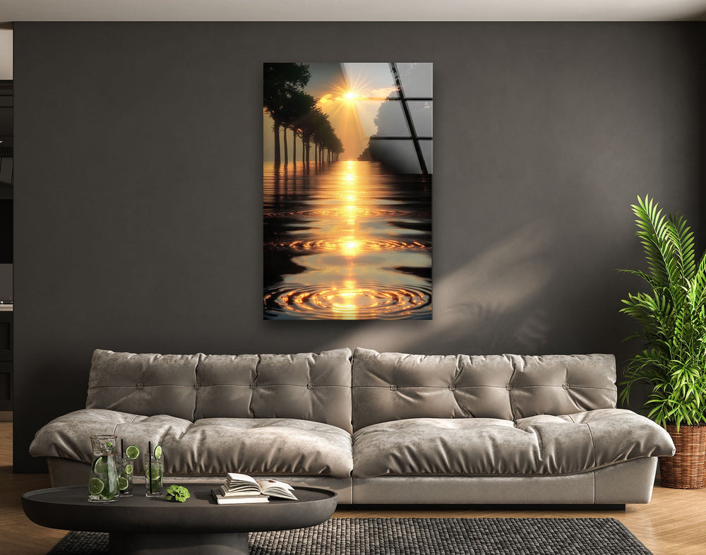 Tropic Sunset & Trees Glass Wall Art glass photo prints, glass picture prints
