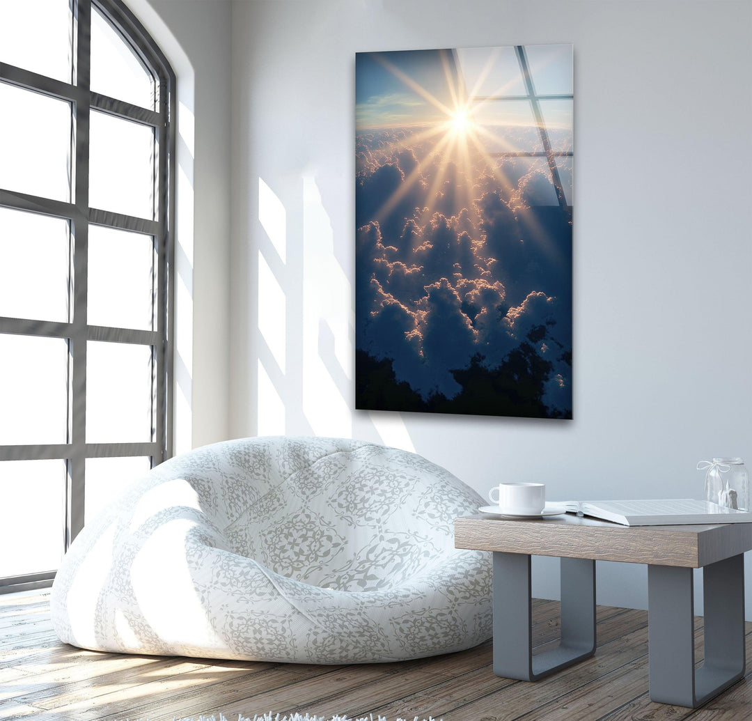 Sunset or Morning Light Blue Glass Wall Art picture on glass wall art, photos printed on glass
