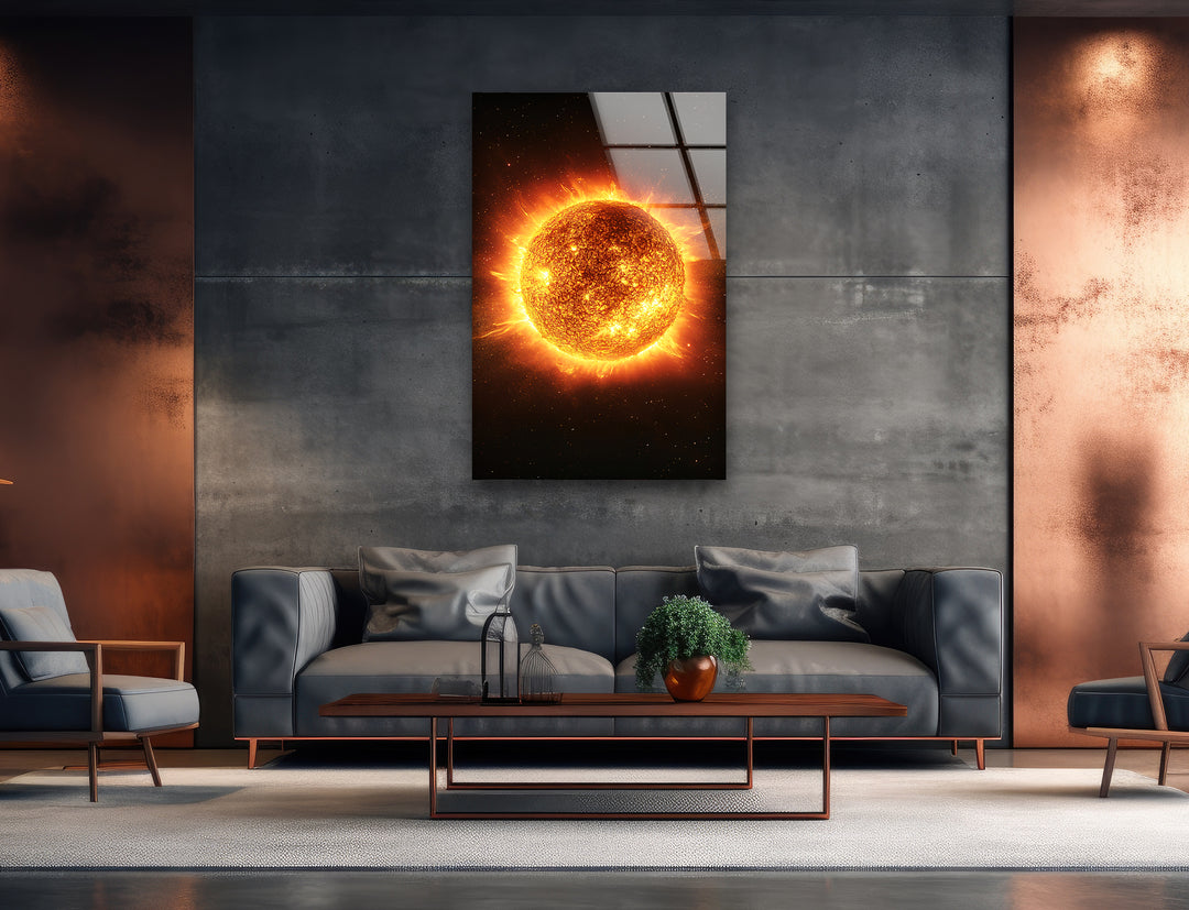 Sun in Galaxy Glass Wall Art photo print on glass, prints on glass wall art