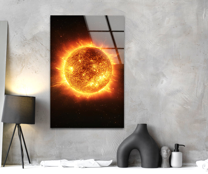 Sun in Galaxy Glass Wall Art stained glass wall art, stained glass wall decor