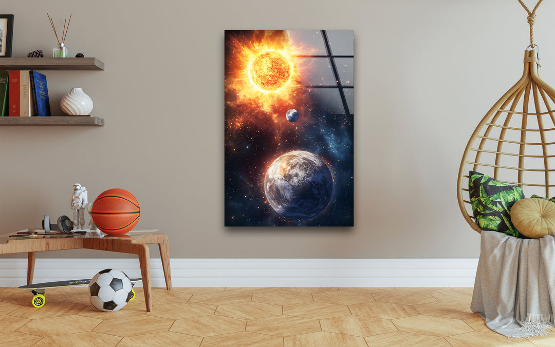 Moon and Sun Glass Wall Art print picture on glass, Tempered Glass Wall Art