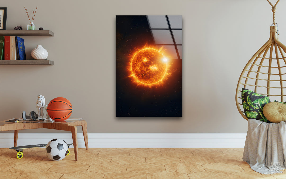 Fiery Cosmic Sun Glass Wall Art stained glass wall art, stained glass wall decor