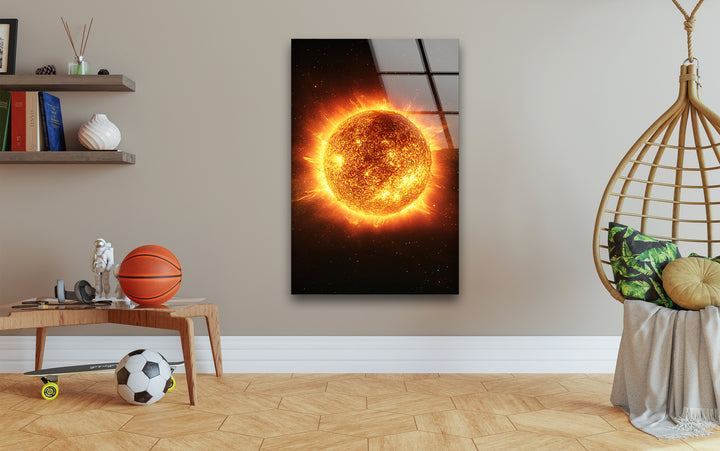 Sun in Galaxy Glass Wall Art glass art painting, glass art for the Wall