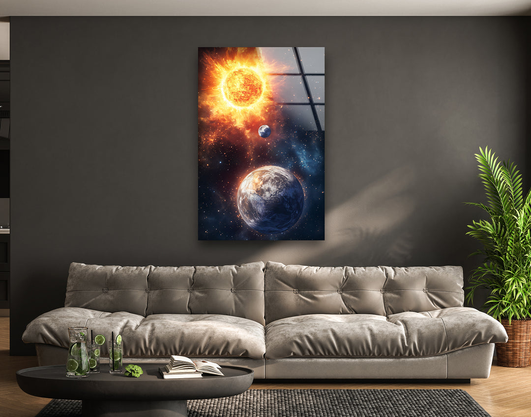 Moon and Sun Glass Wall Art  custom glass photo prints, large glass prints