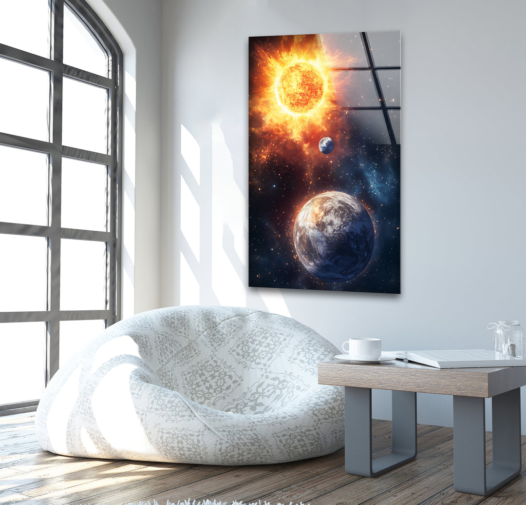 Moon and Sun Glass Wall Art print on glass, glass printed photos