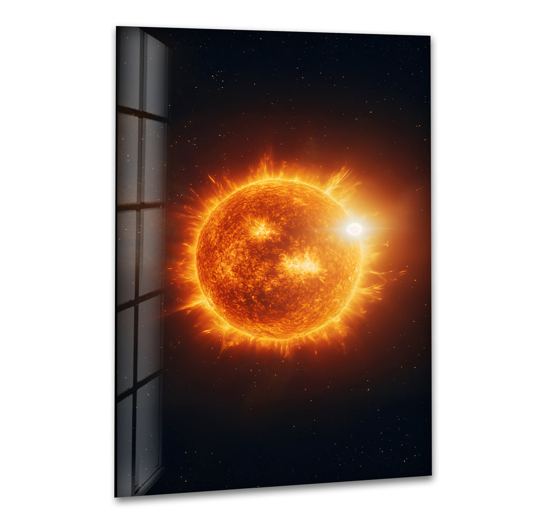 Fiery Cosmic Sun Glass Wall Art glass image printing, glass prints from photos