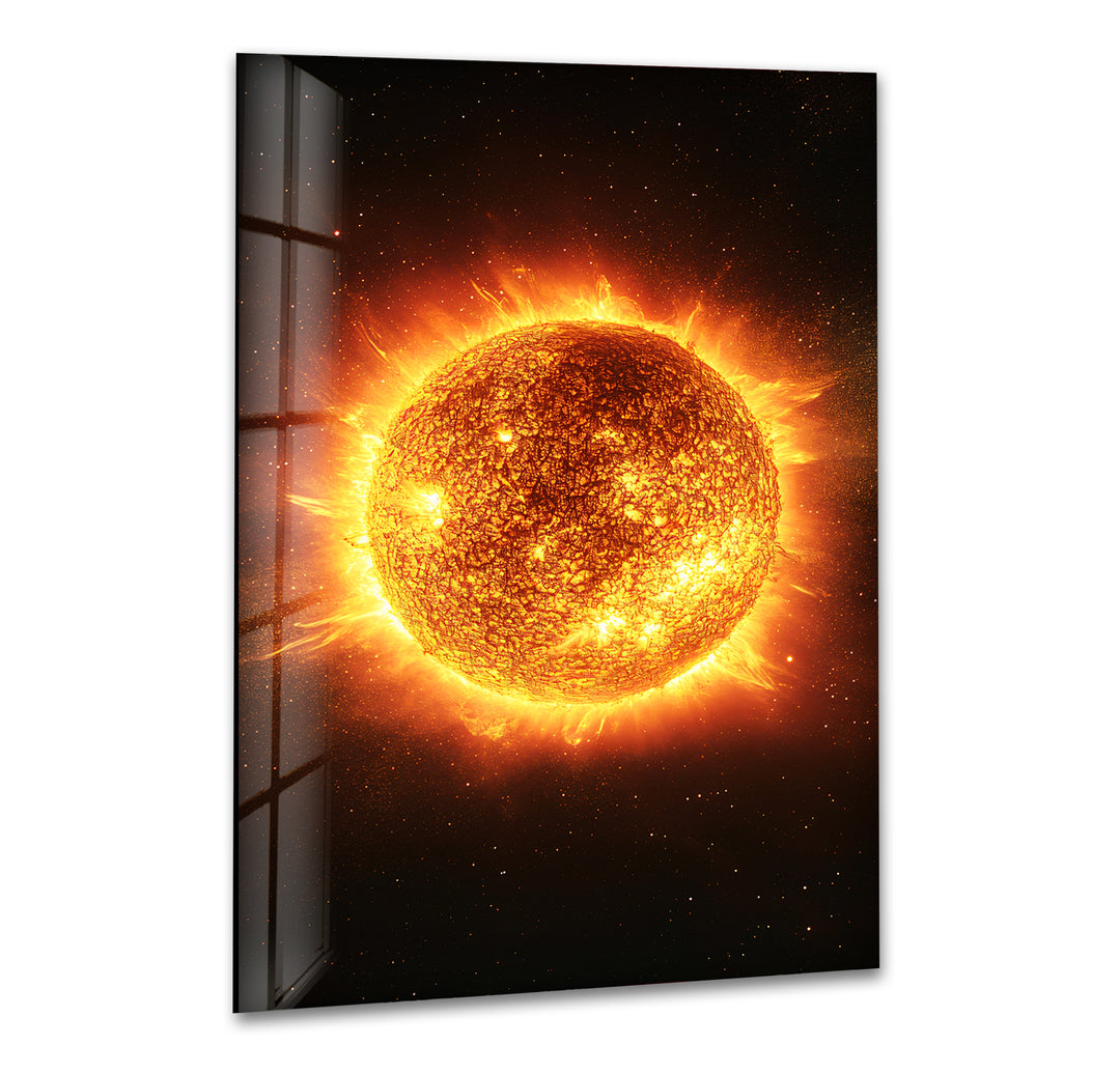 Sun in Galaxy Glass Wall Art  print picture on glass, Tempered Glass Wall Art