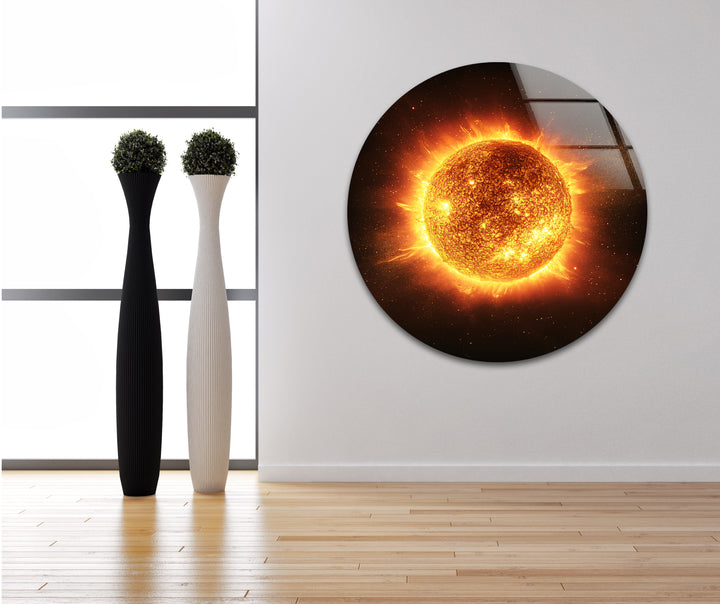 Sun in Galaxy Glass Wall Art Glass Printing Wall Art, Print photos on glass