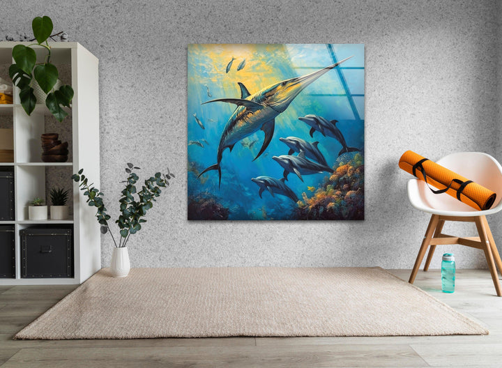 Swordfish Glass Wall Art custom glass pictures, glass art prints
