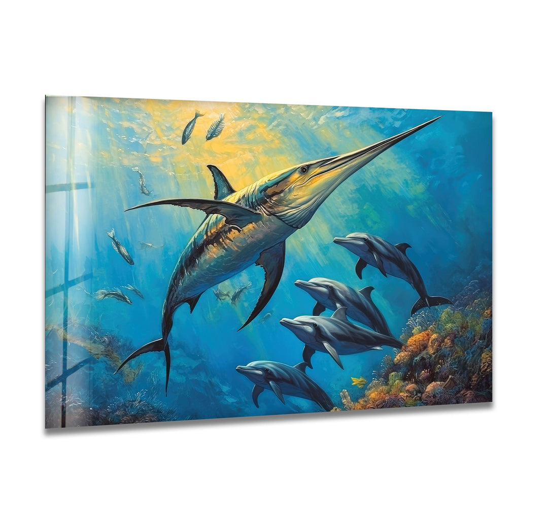 Swordfish Glass Wall Art print on glass, glass printed photos
