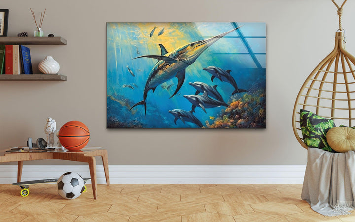 Swordfish Glass Wall Art Glass Printing Wall Art, Print photos on glass
