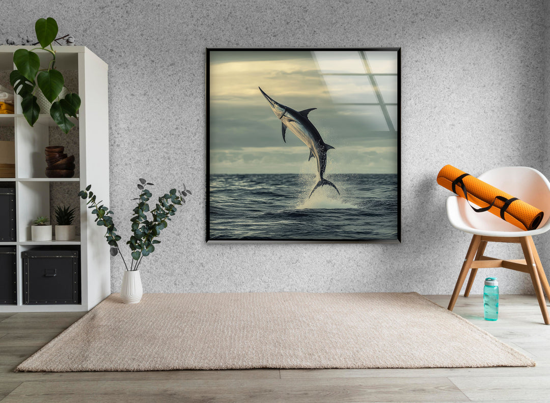 Beauty Swordfish Glass Wall Art large glass photo prints, glass wall photos
