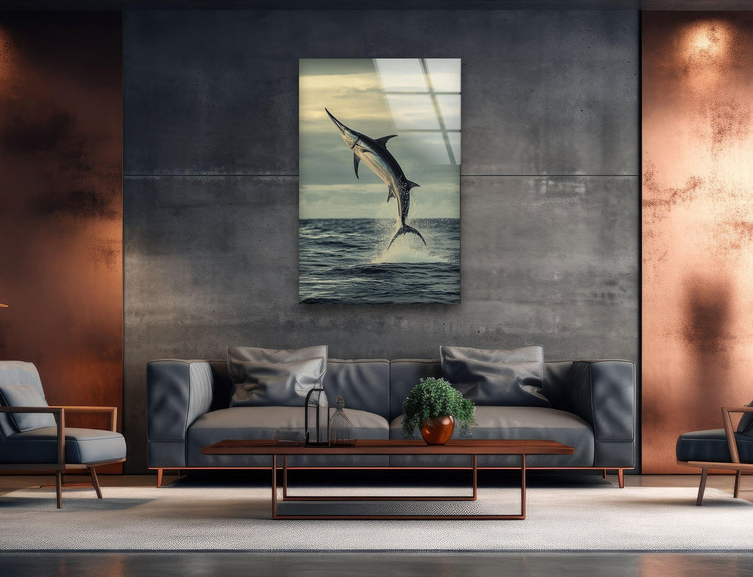 Beauty Swordfish Glass Wall Art print on glass, glass printed photos
