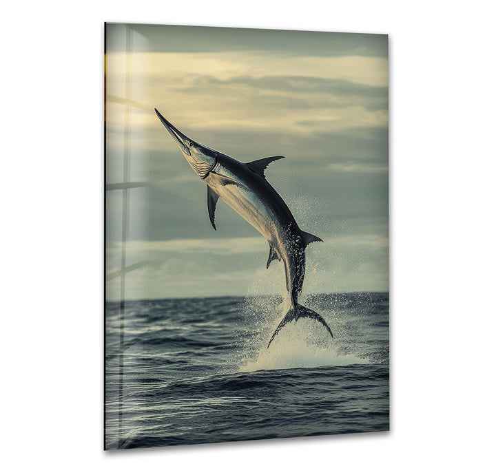 Beauty Swordfish Glass Wall Art custom glass pictures, glass art prints
