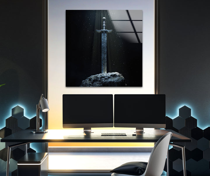 Sword in the Stone Excalibur Glass Art Painting & Cool Art Prints