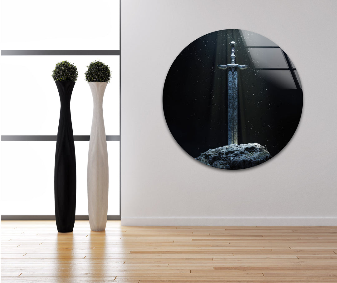 Sword in the Stone Excalibur Glass Print Wall Art & Cool Artwork