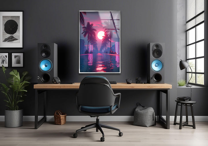 Synthwave Pink Glass Wall Art art glass wall art, glass wall art pictures
