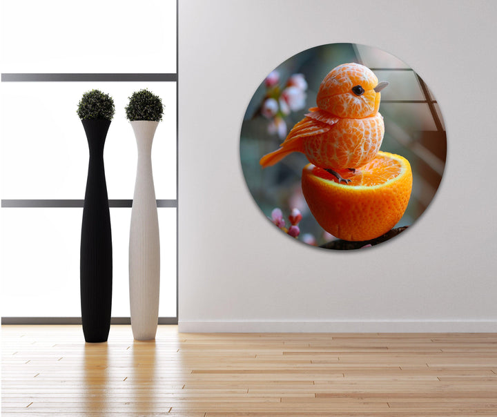 Tangerine Bird Glass Wall Art Glass Printing Wall Art, Print photos on glass