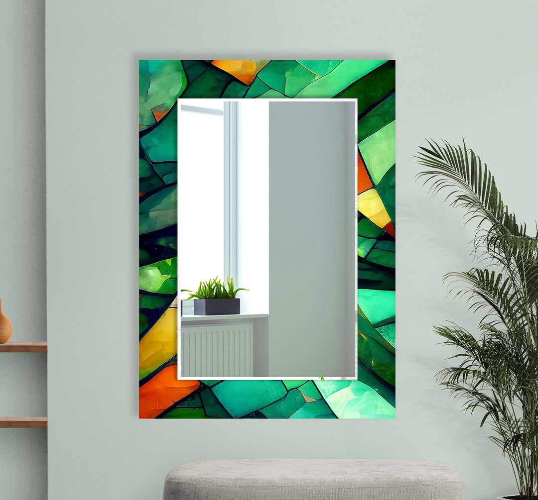 Green Stained Wall Mirror living room mirror
